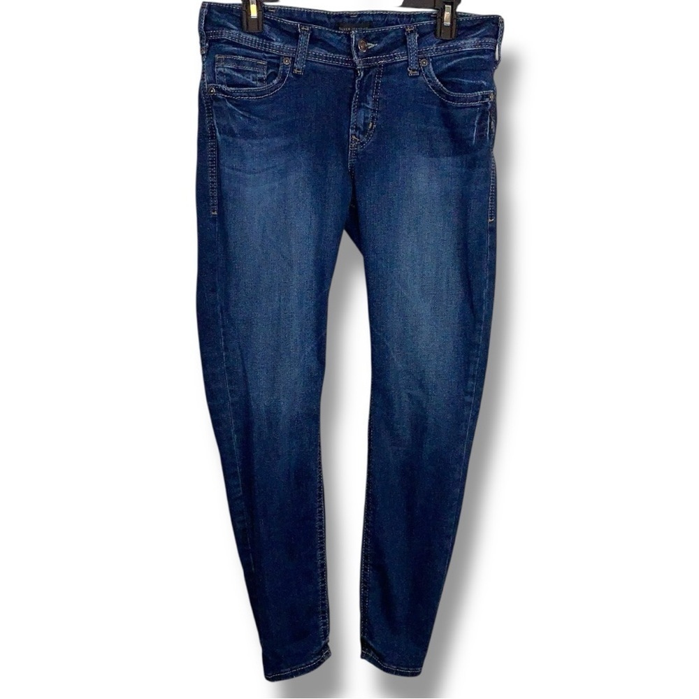 31 Waist Silver Jeans Blue Denim Jeans Cotton Blend Slim Skinny Fit Stretch